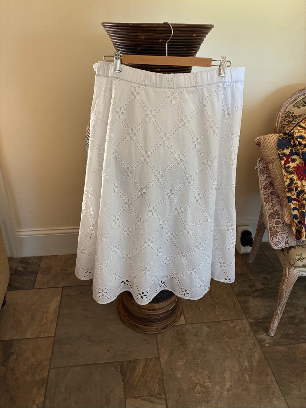J. Jill White Eyelet A-Line Skirt